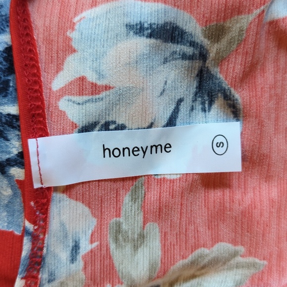 Honeyme Floral 3/4 Sleeve Open Front Cascading Cardigan Size S - Picture 8 of 9